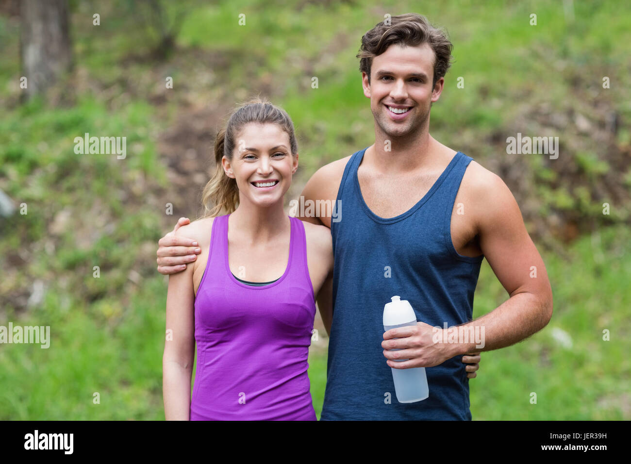 Portrait happy man woman jogging hi-res stock photography and images ...