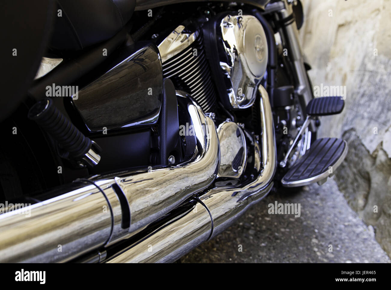 Exhaust pipe and motor motor, detail of a twowheeled vehicle, power