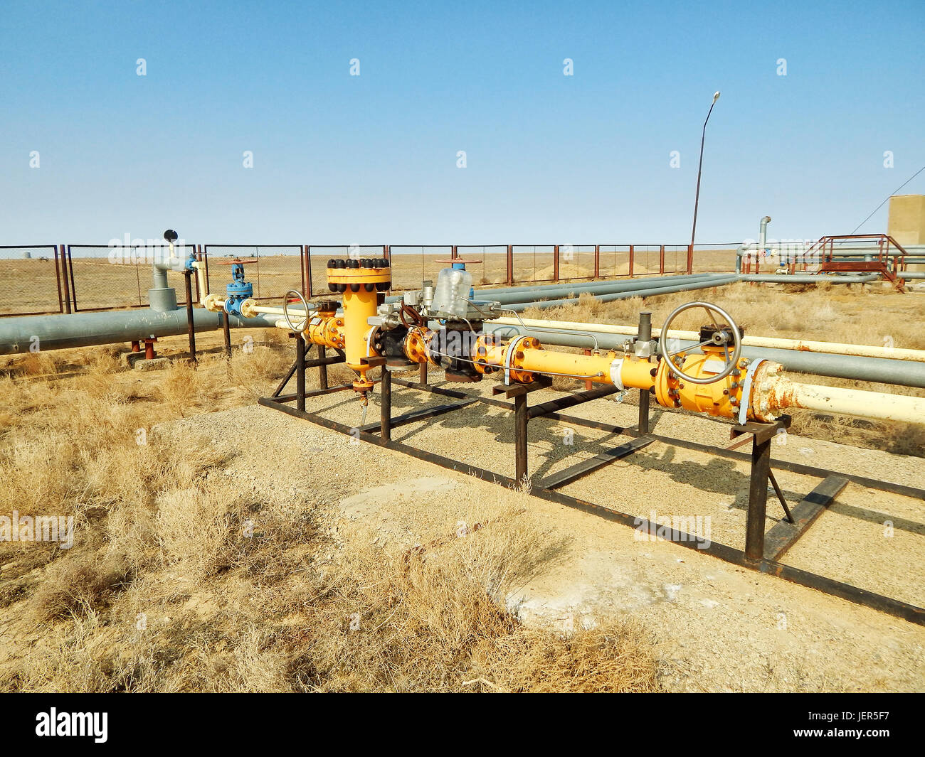 Fuel gas line to the oil heating furnace. Stock Photo