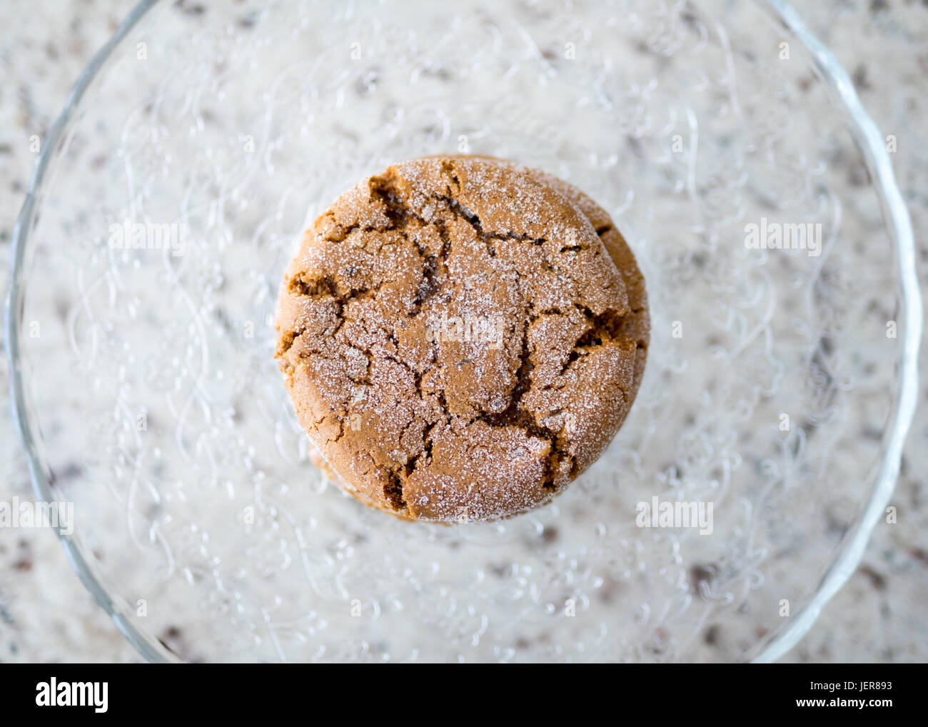 Freshly baked soft ginger cookies (gingersnap cookies, gingersnaps, ginger biscuits). Stock Photo
