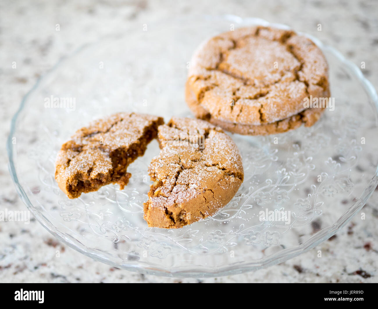 Freshly baked soft ginger cookies (gingersnap cookies, gingersnaps
