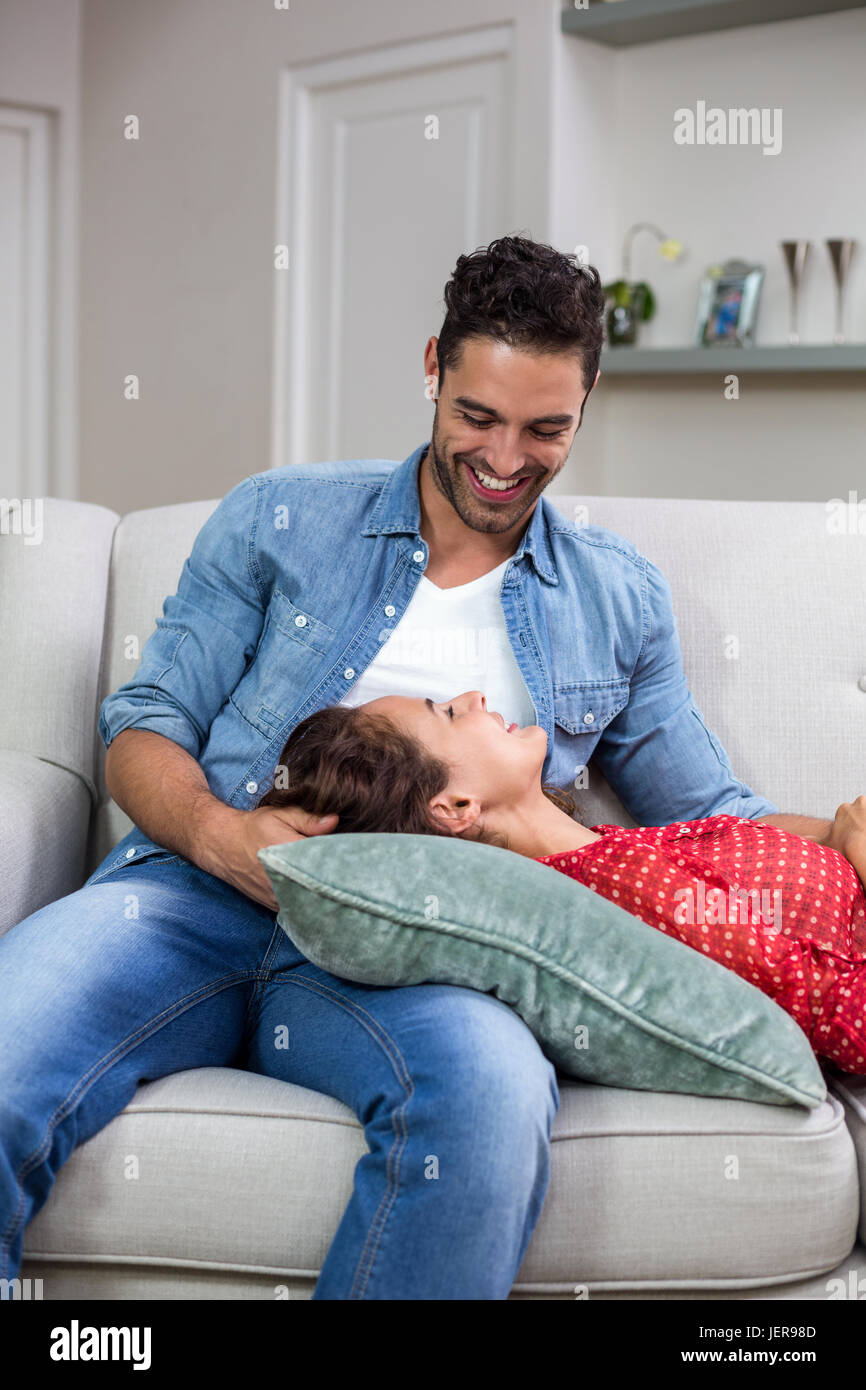 Romantic couple relaxing on sofa hi-res stock photography and images ...