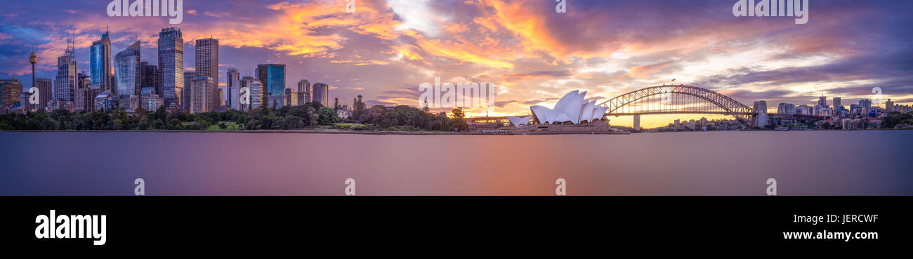 A panorama of Sydney at twilight Stock Photo