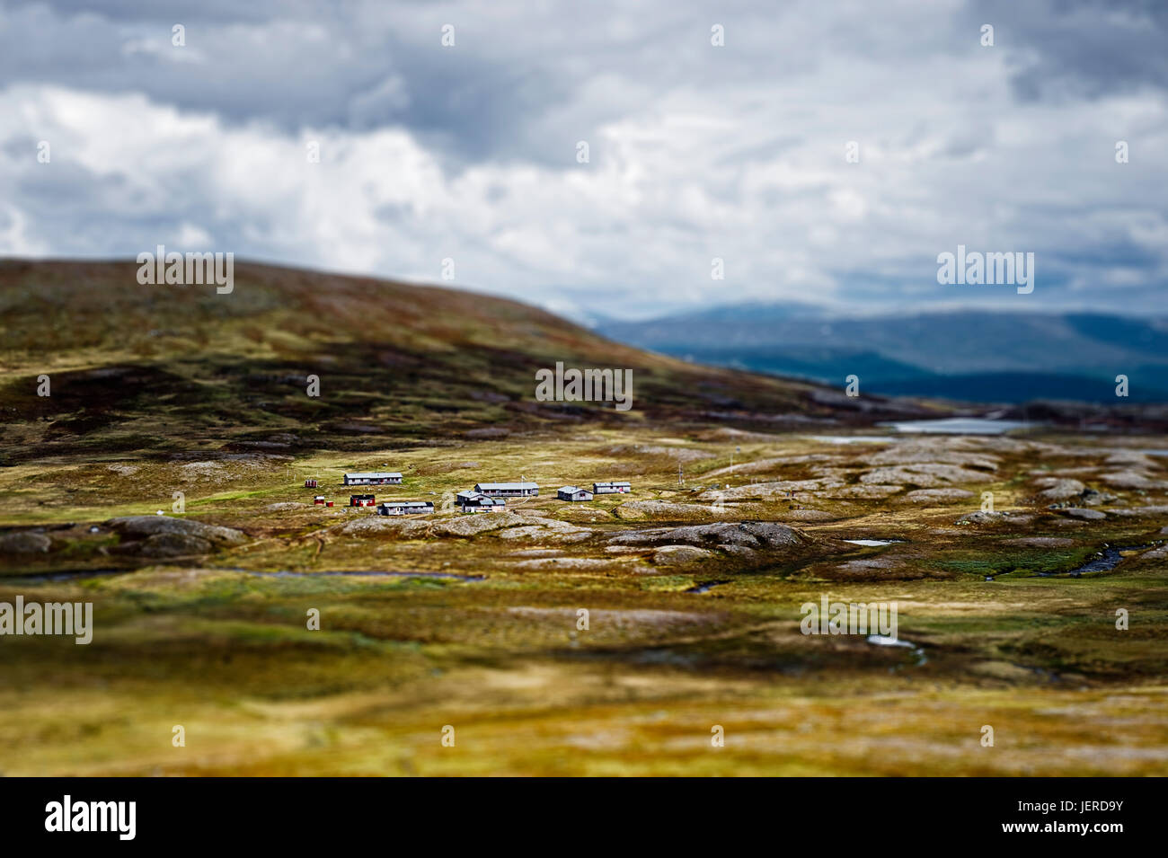 Houses in mountain landscape Stock Photo
