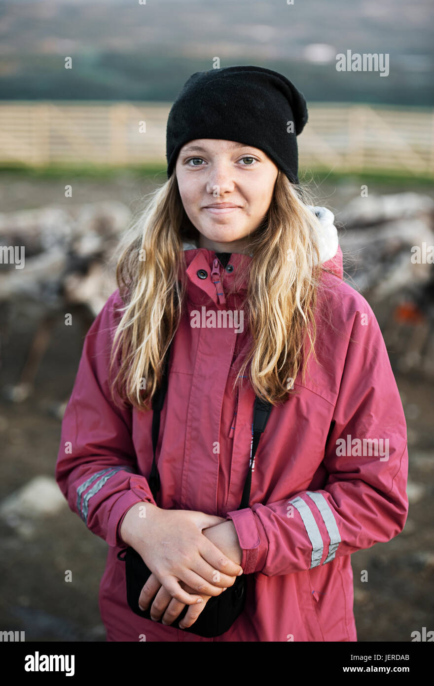 Portrait of smiling teenage girl Stock Photo - Alamy