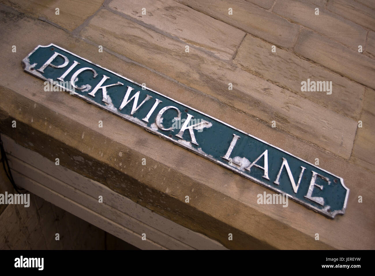 Pickwick Lane street sign, Alnwick, Northumberland Stock Photo