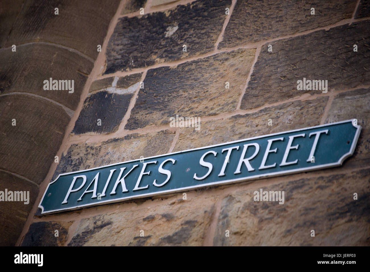 Paikes Street sign, Alnwick, Northumberland Stock Photo