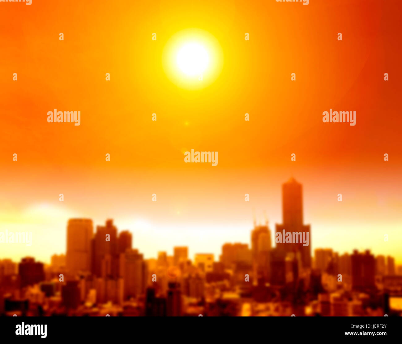summer heat wave in the city  and blur background Stock Photo