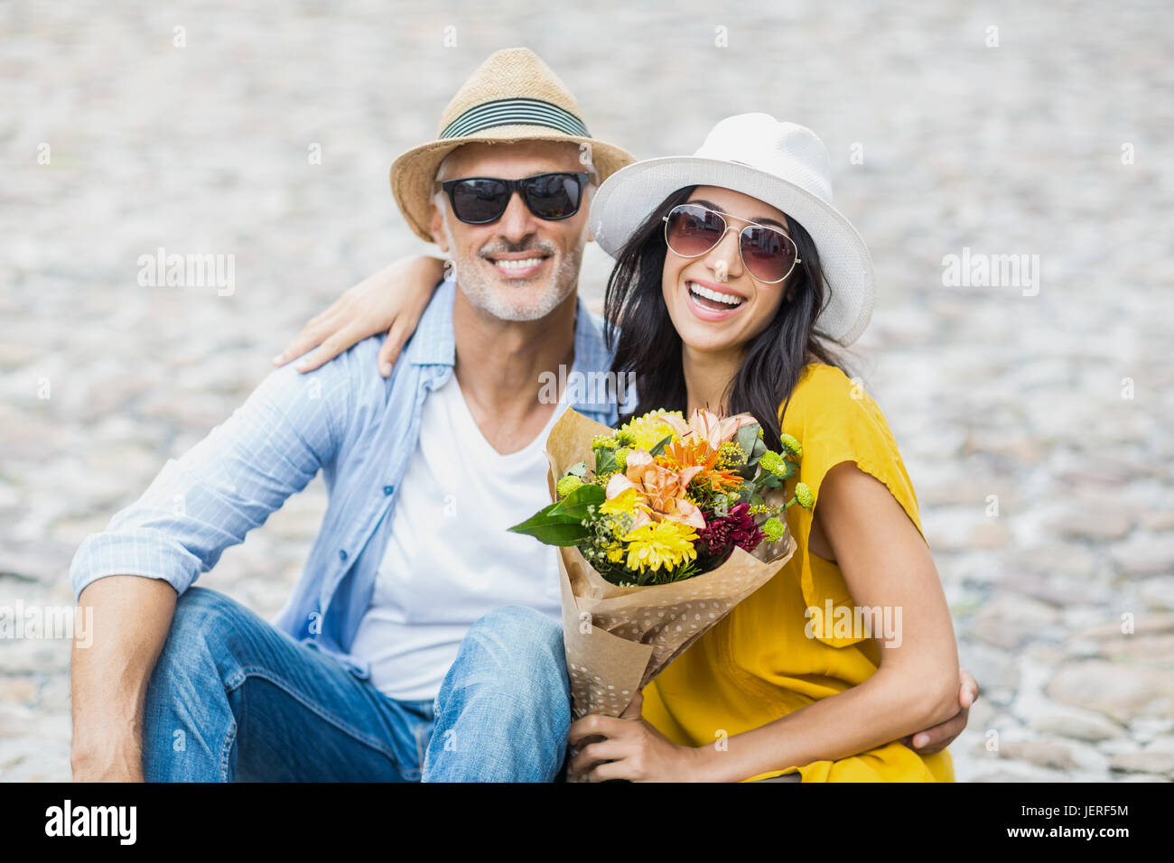 Hispanic young couple flowers hi-res stock photography and images - Alamy