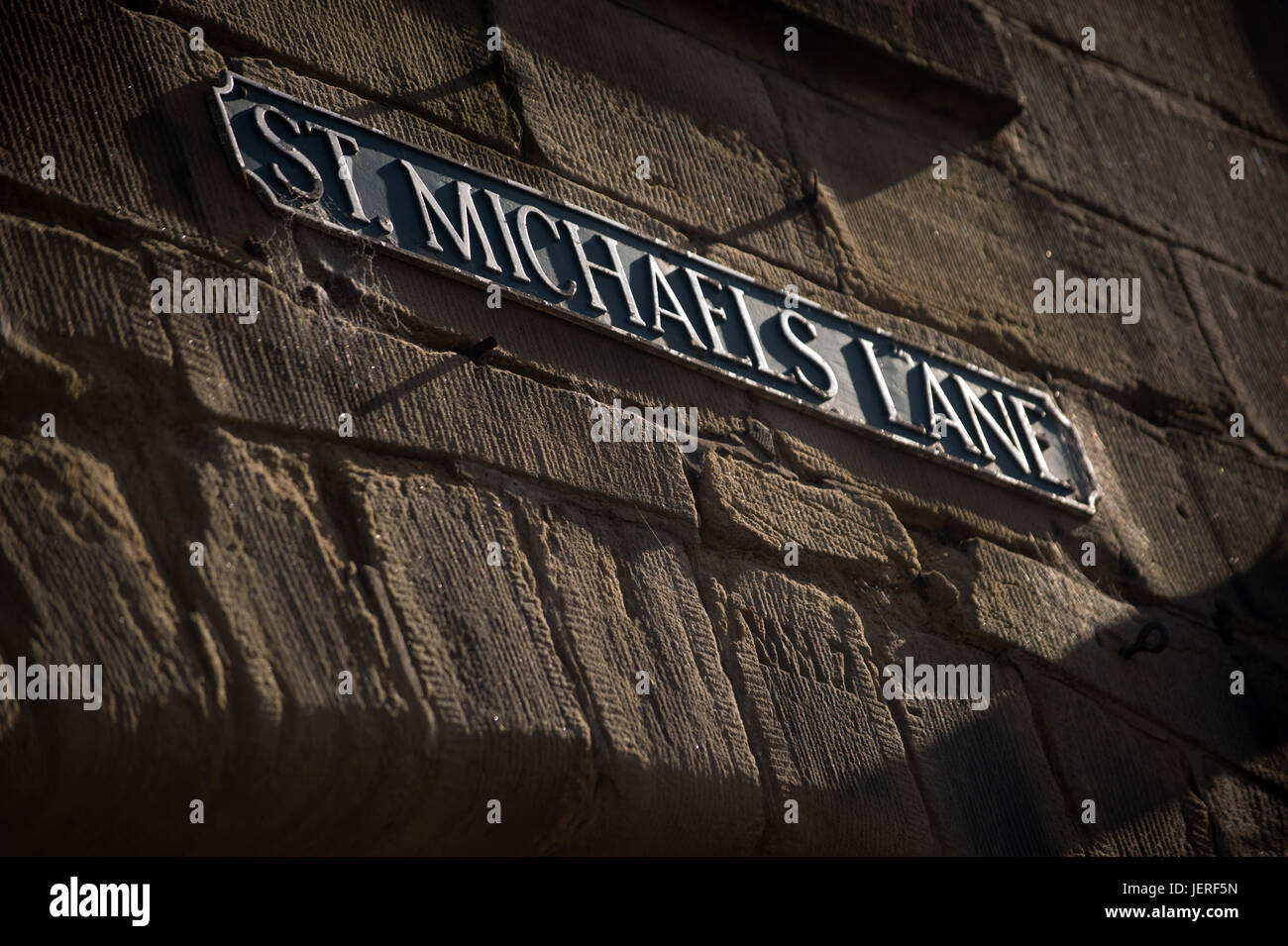 St Michaels Lane street sign, Alnwick, Northumberland Stock Photo