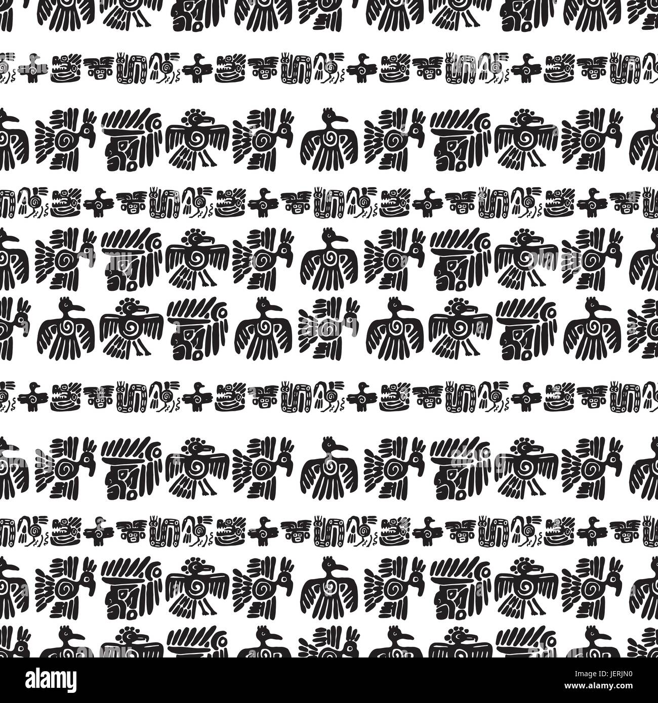 Seamless vector maya pattern. Black and white ethnic elements. Tribal ...