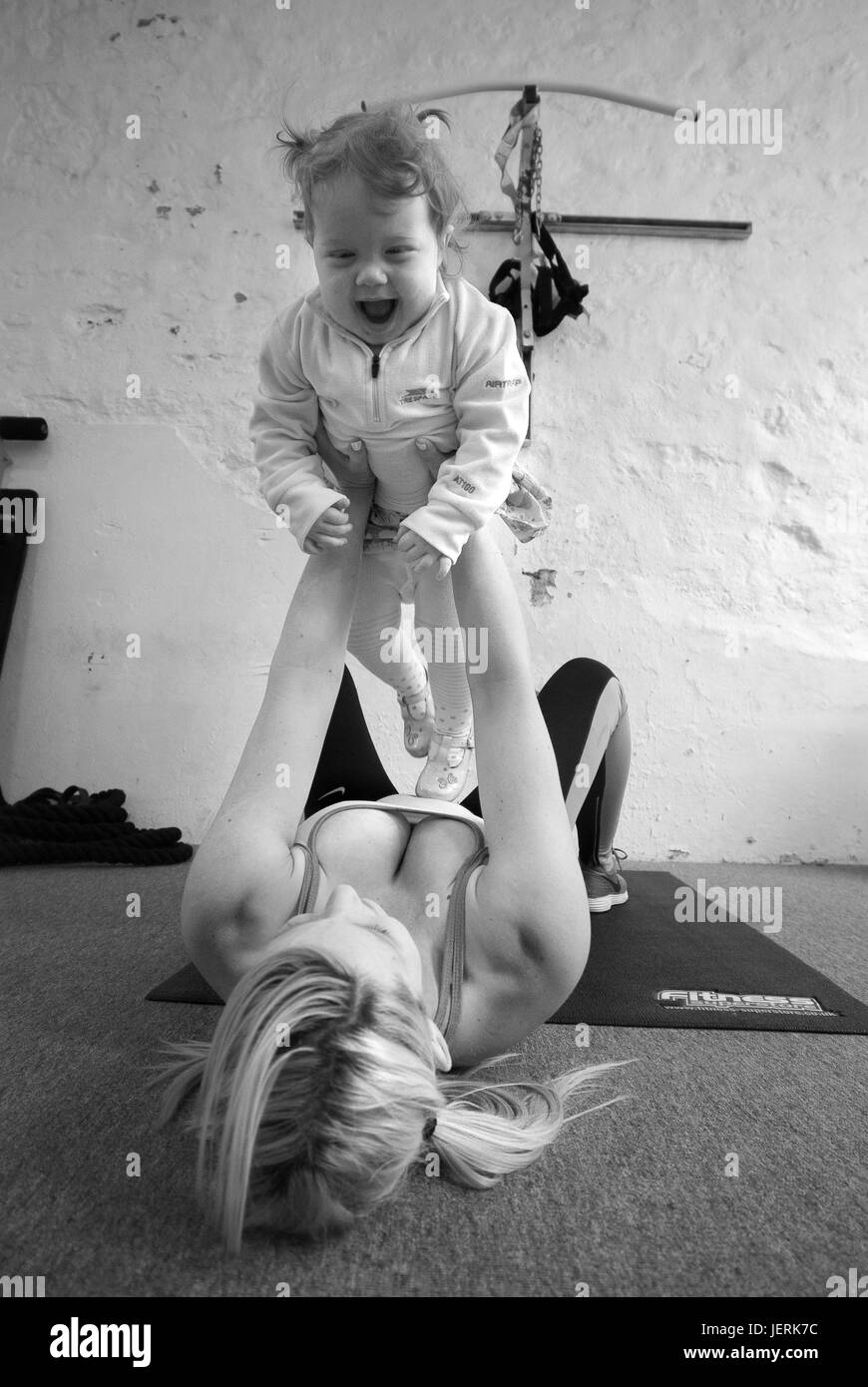 pregnant woman training exercising Stock Photo