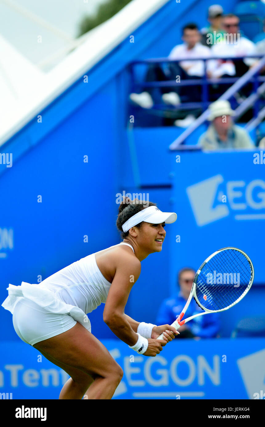 Heather Watson (GB) on centre court. 25th June 2017, Eastbourne Stock Photo