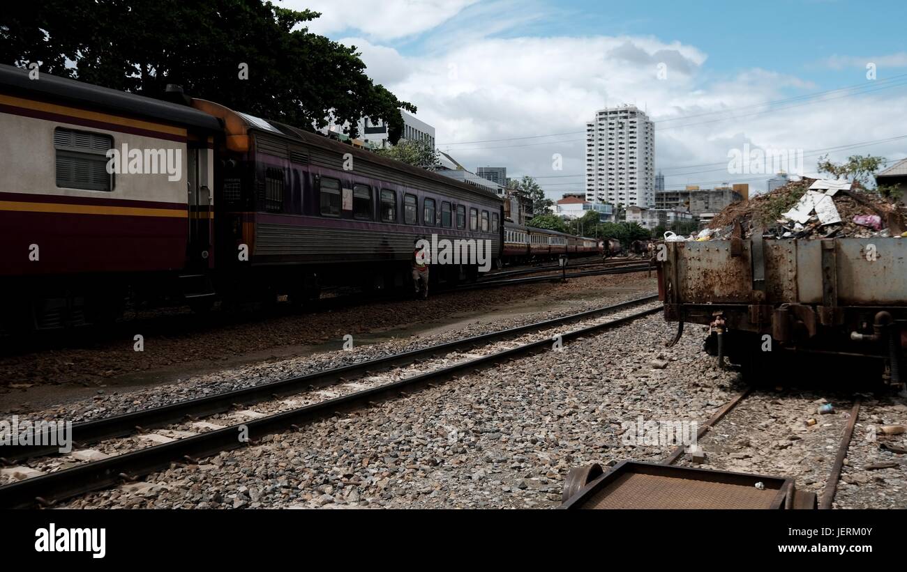 Hua Lamphong Railway Station  Rail Yard Bangkok Thailand Stock Photo