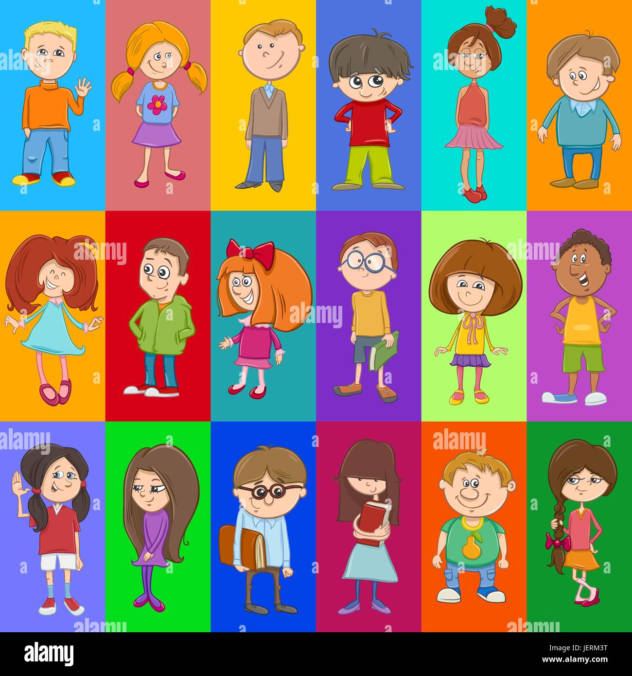 Cartoon Illustration of Kid Characters Pattern or Decorative Paper ...