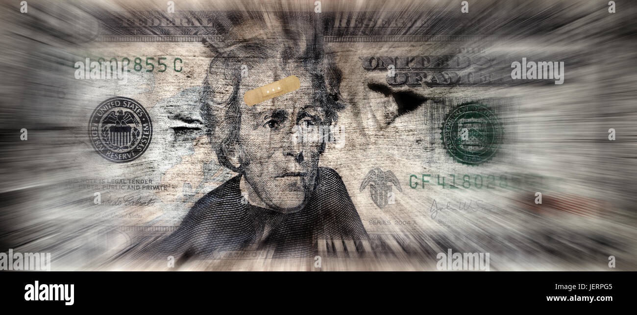 close up thorn twenty dollar bill Stock Photo