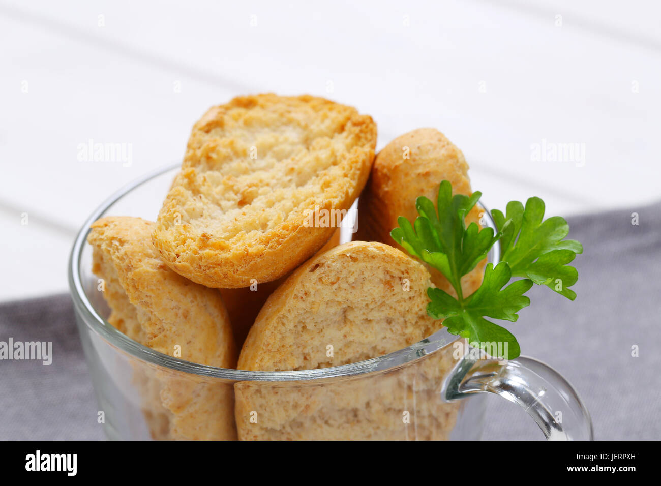 Chilli Rusk cup of crispy rusks - close up Stock Photo - Alamy