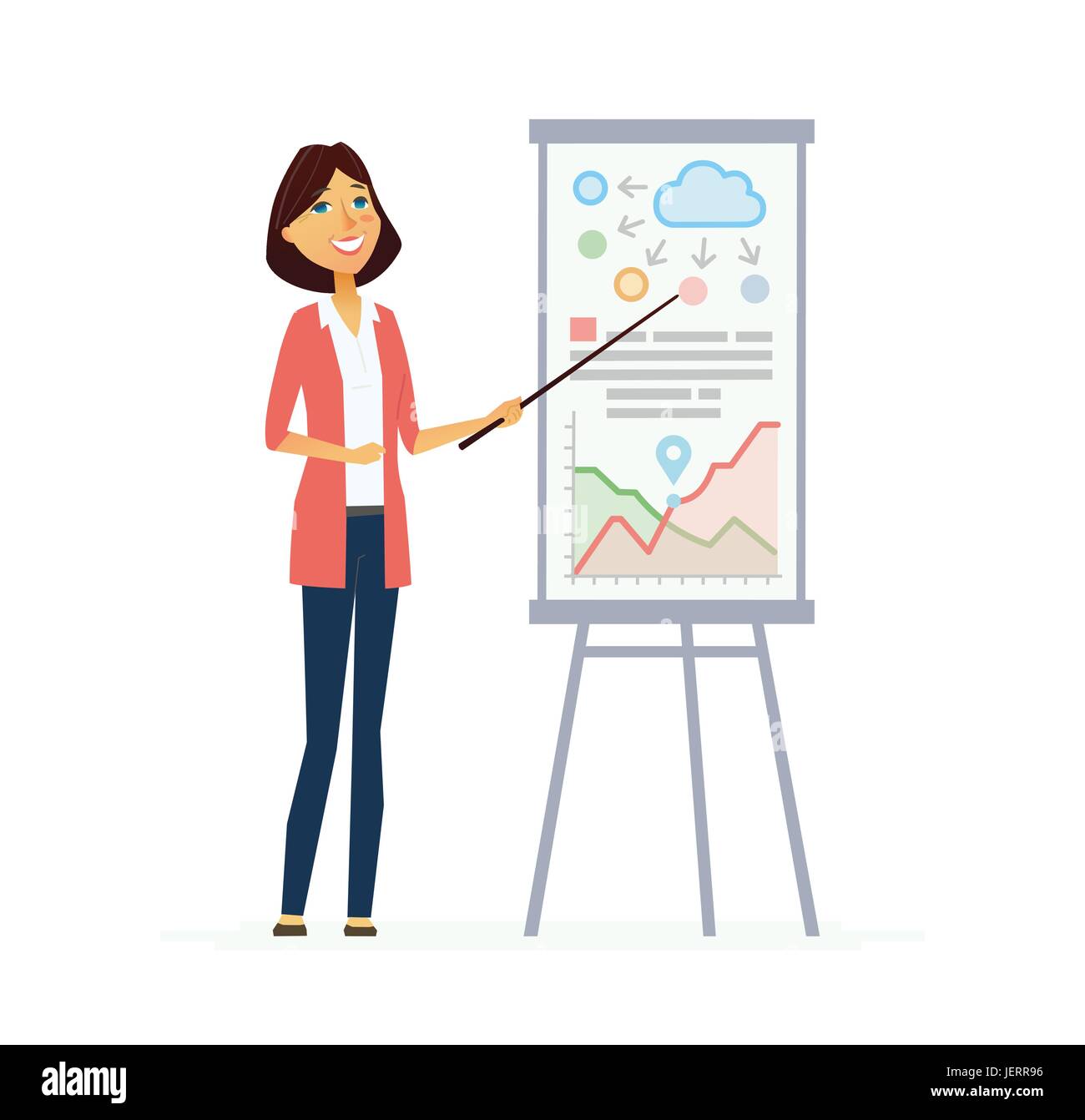 Female Presenter - colored vector modern flat illustrative composition