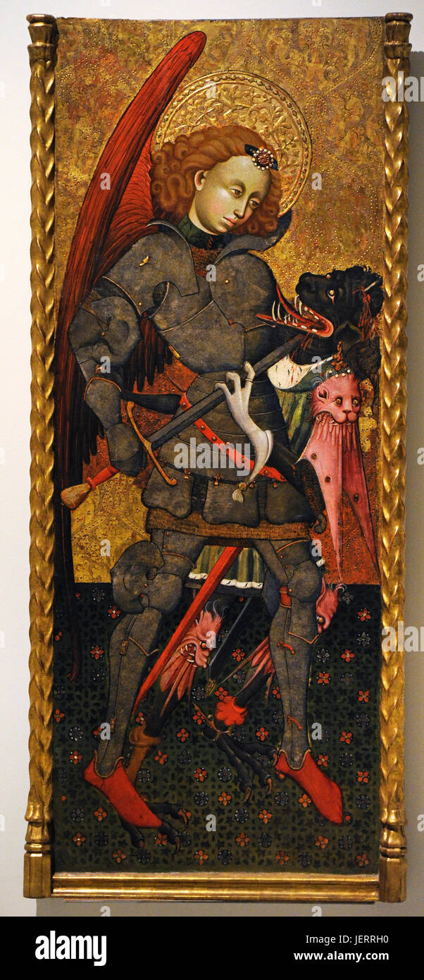 Blasco de Granen (documented between 1422-1459). Spanish painter. Saint Michael the Archangel, ca. 1435-1445. Part of an unknown altarpiece. Provenance unknown. National Art Museum of Catalonia. Barcelona. Catalonia. Spain. Stock Photo