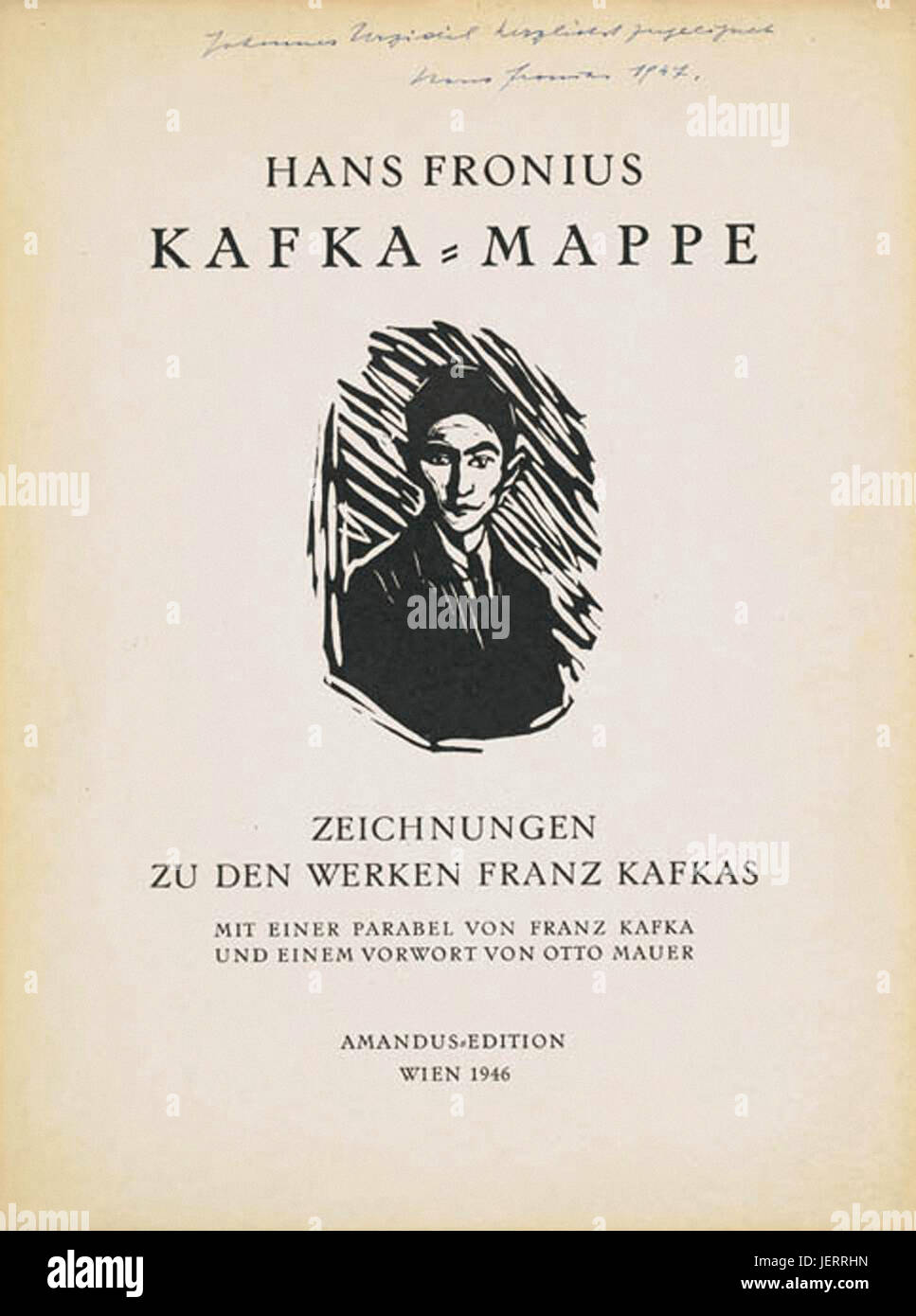 Kafka-Mappe; Zeichnungen zu den Werken Franz Kafkas. Mit einer Parabel von Franz Kafka   , und einem Vorwort von Otto Mauer Stock Photo