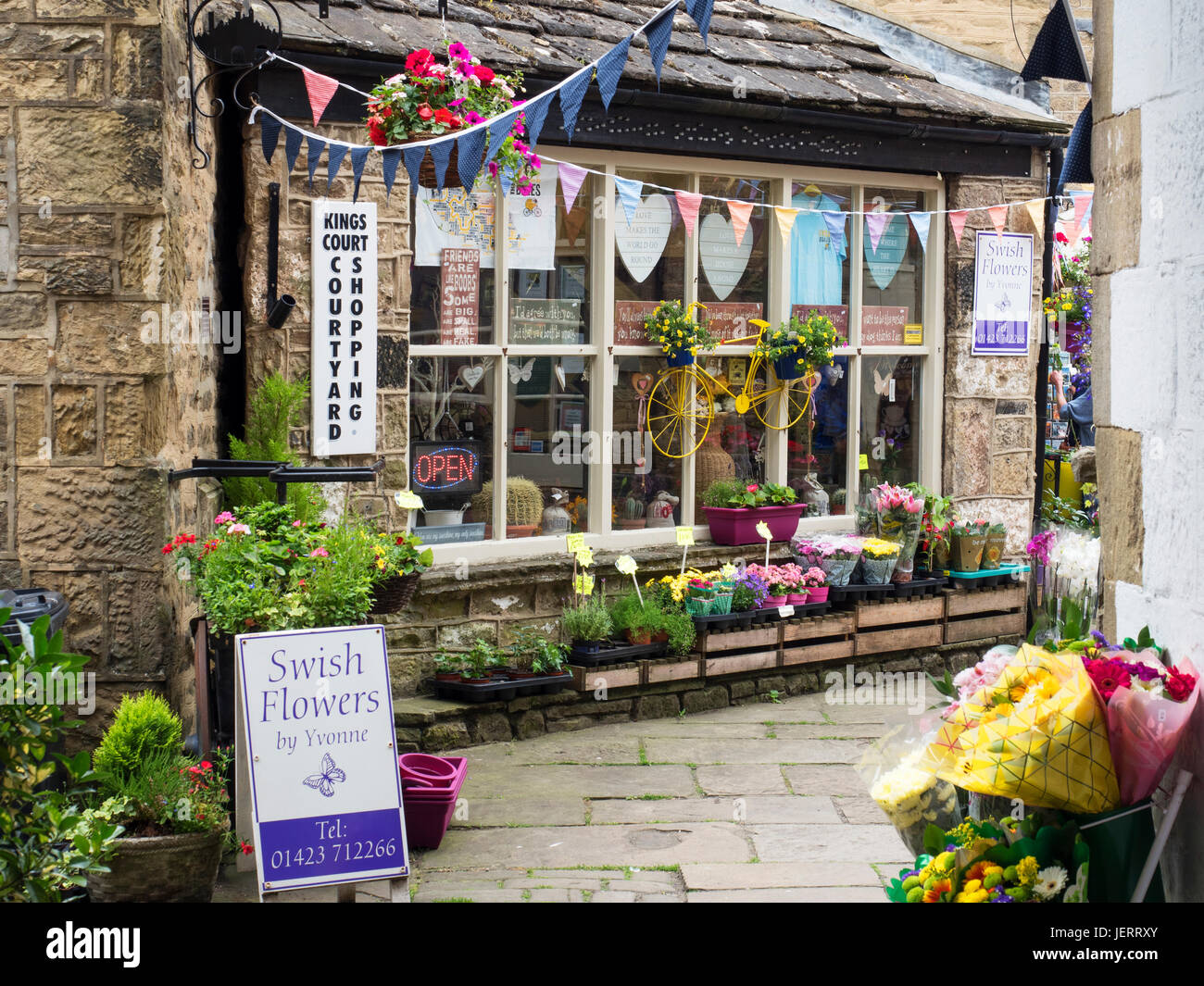 Florists Shop in Kings Court Shopping Courtyard in Pateley Bridge North Yorkshire England Stock Photo