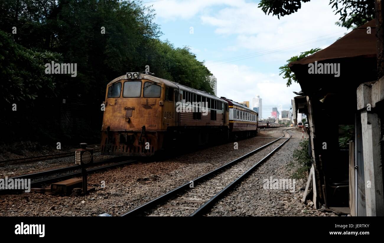 Locomotive Hua Lamphong Railway Station  Rail Yard Bangkok Thailand Stock Photo