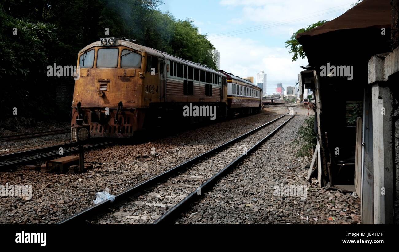 Locomotive Hua Lamphong Railway Station  Rail Yard Bangkok Thailand Stock Photo