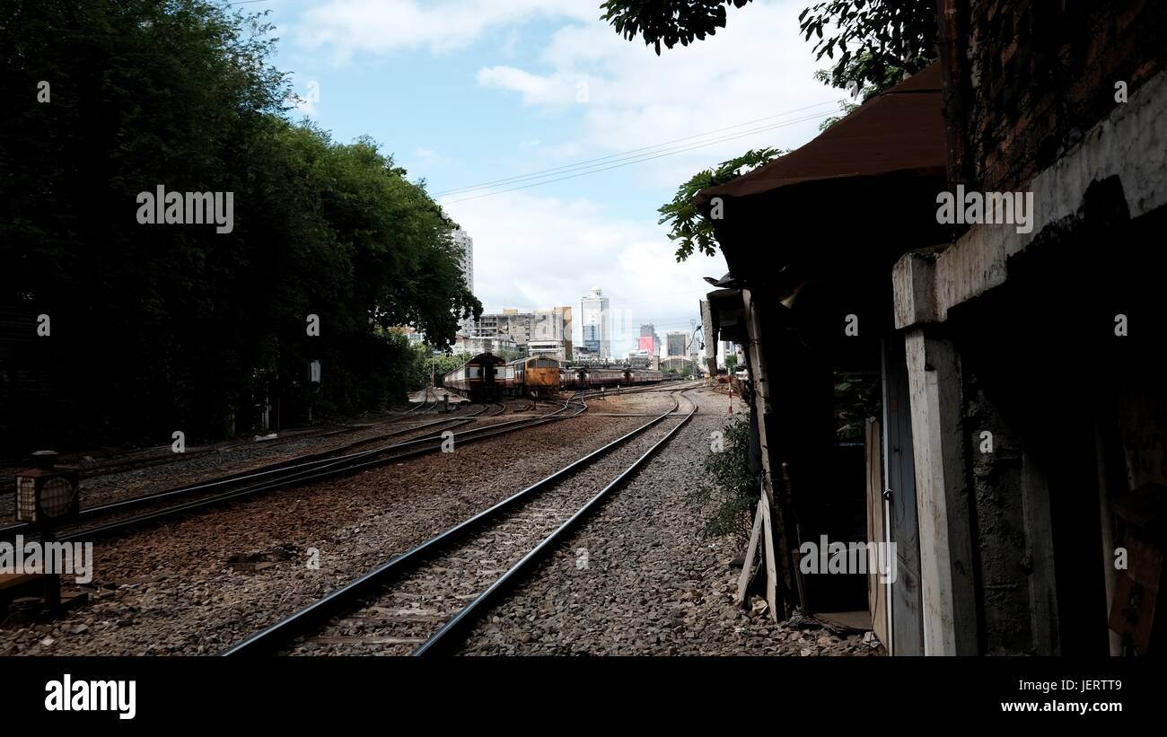 Hua Lamphong Railway Station  Rail Yard Bangkok Thailand Stock Photo