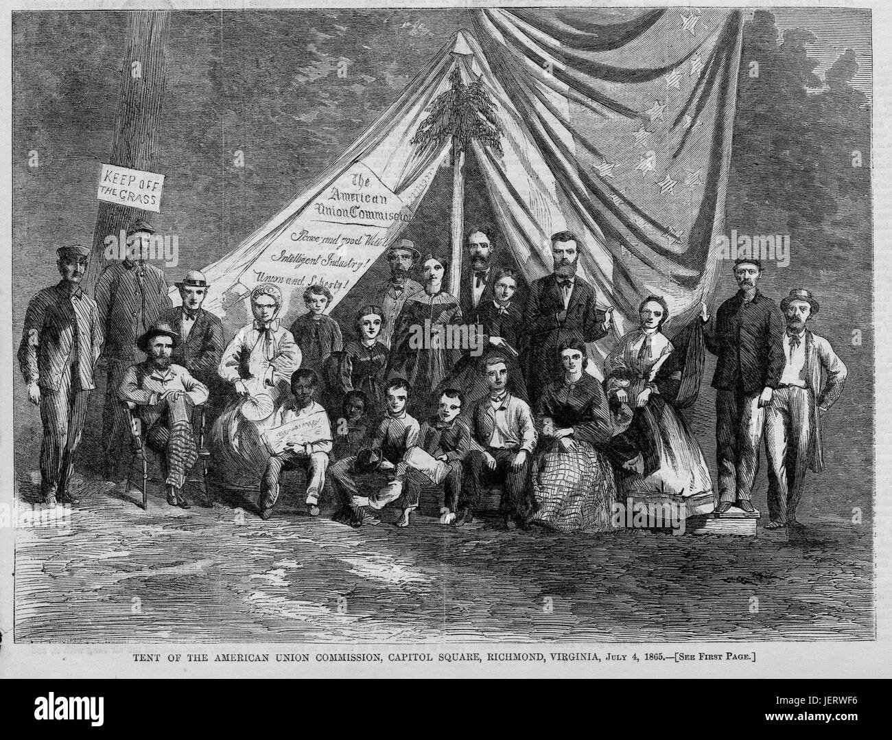 Tent of the American Union Commision, Capitol Square, Richmond, Virginia, July 4, 1865 Stock Photo