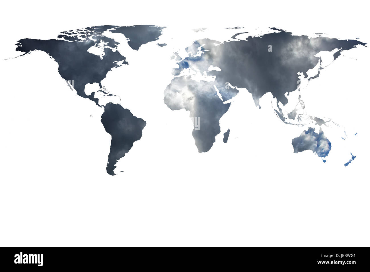 conceptual image of flat world map and smoke. NASA flat world map image used to furnish this image. Stock Photo