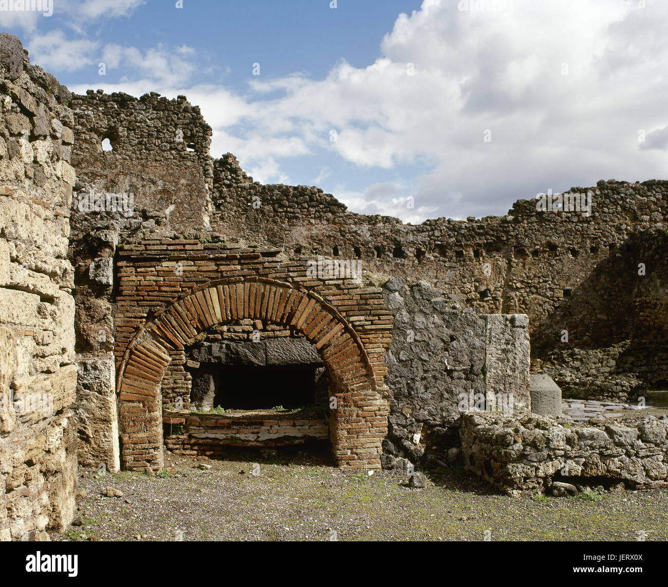 Pompeii. Ancient roman city. Bakery. Ruins of Oven.  Campania. Italy. Stock Photo