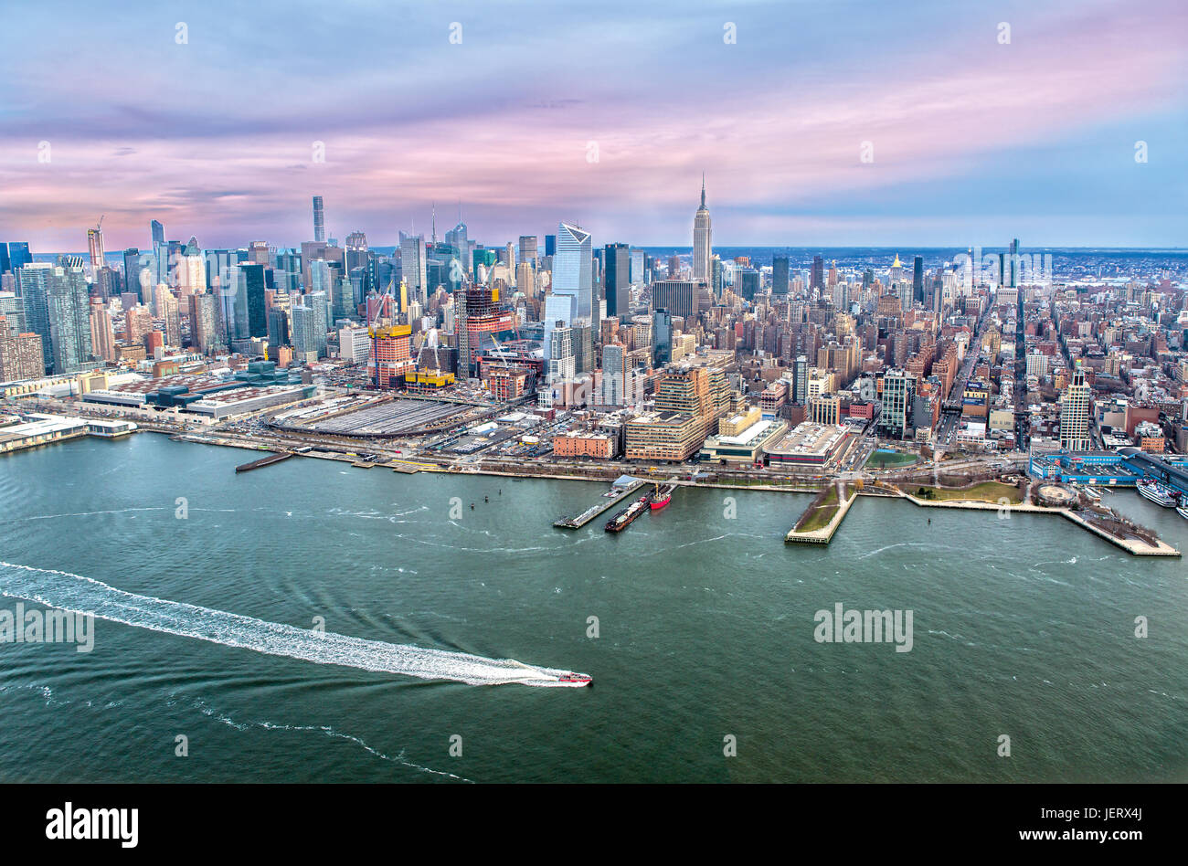 Empire State Building and Midtown Manhattan Aerial View Stock Photo