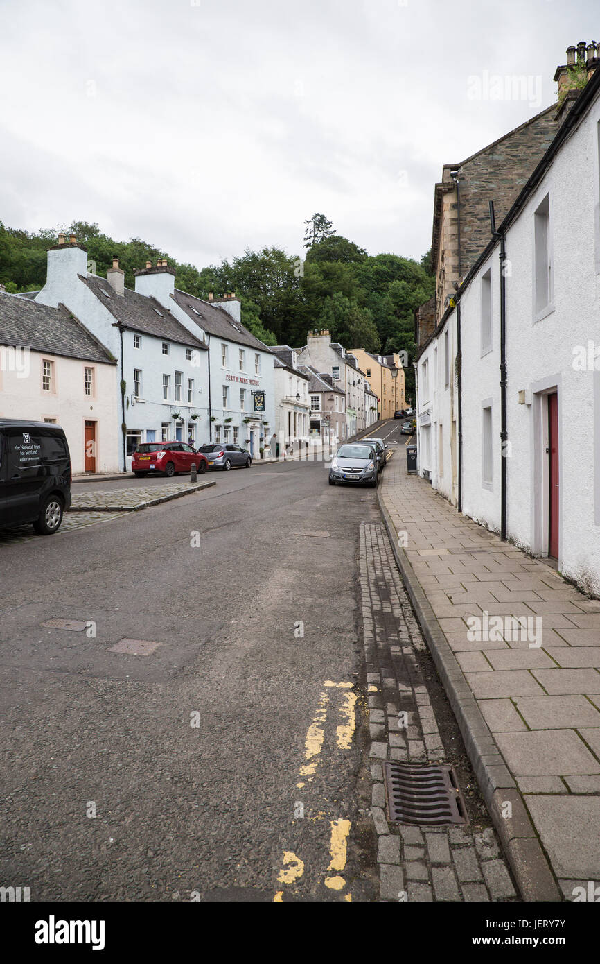 View of High Street in Dunkeld, Scotland Stock Photo