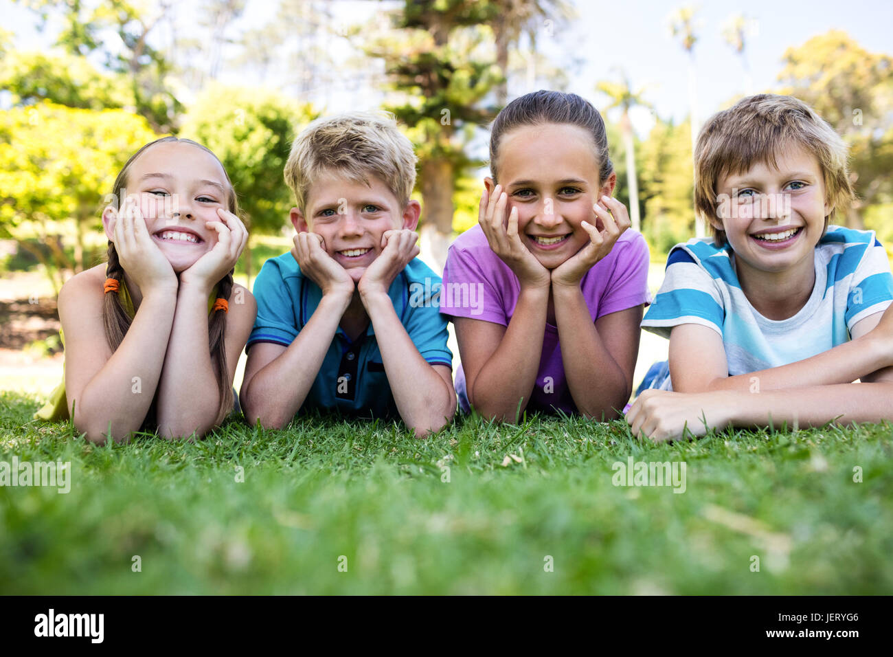 Children on the grassland hi-res stock photography and images - Alamy