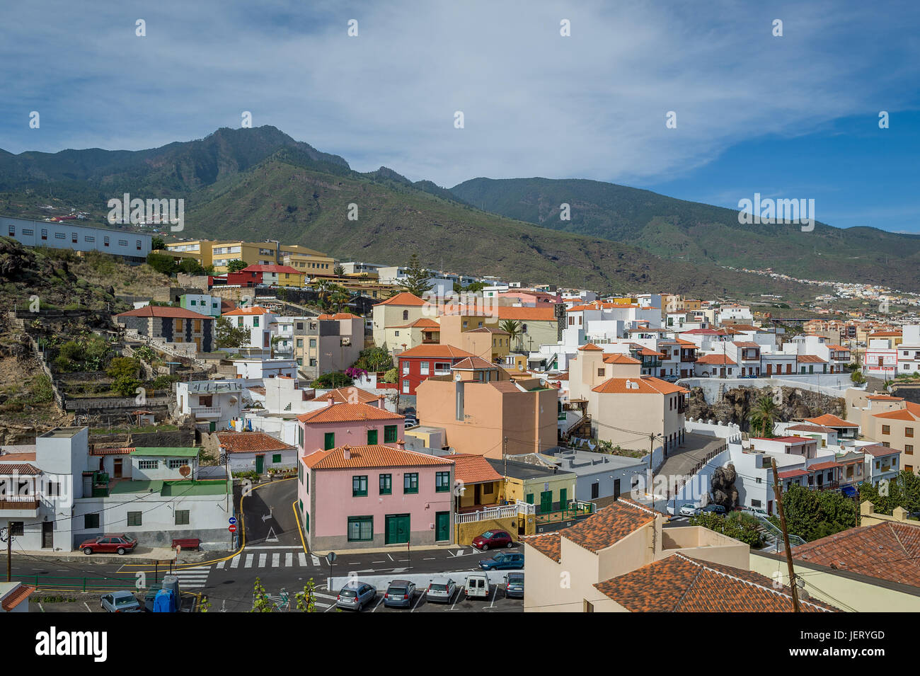 Typical canarian town view, Candelaria Stock Photo
