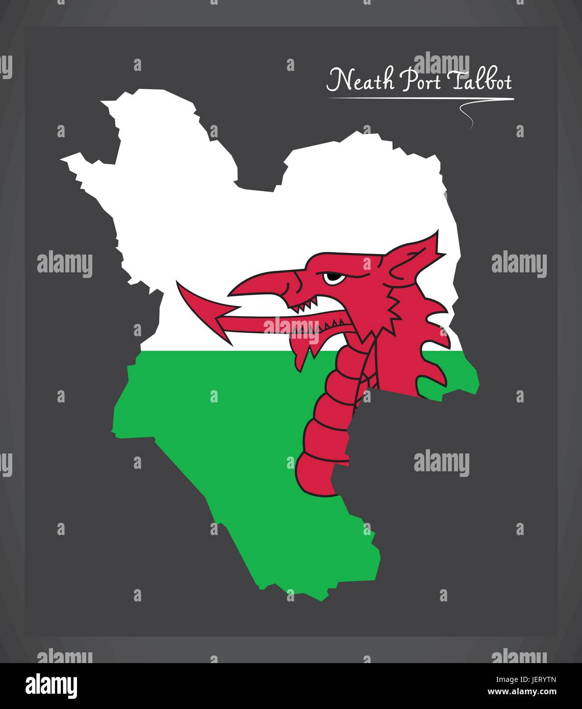 Neath Port Talbot Wales map with Welsh national flag illustration Stock Vector Image & Art Alamy