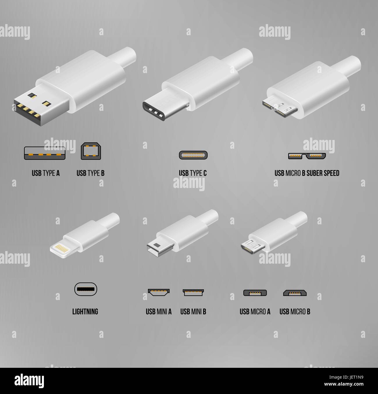 USB all type Stock Vector