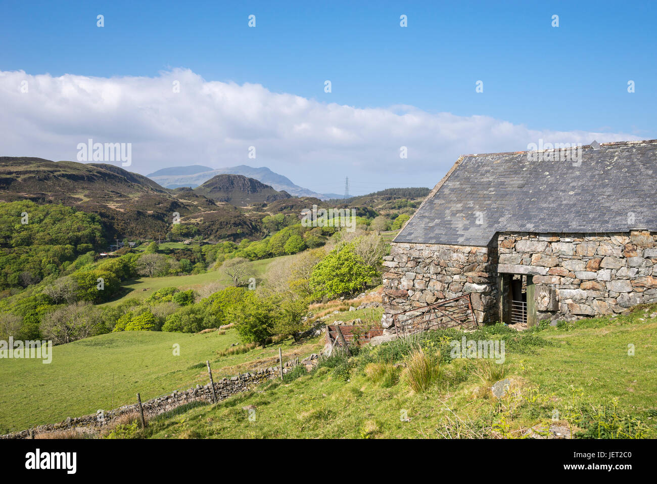 Old stone farm building in the hills of Snowdonia, North Wales. Stock Photo