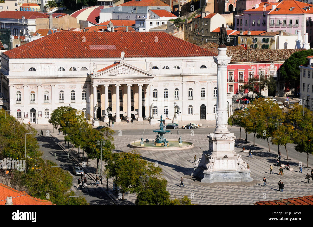 Rossio, the main square in Lisbon. Portugal Stock Photo