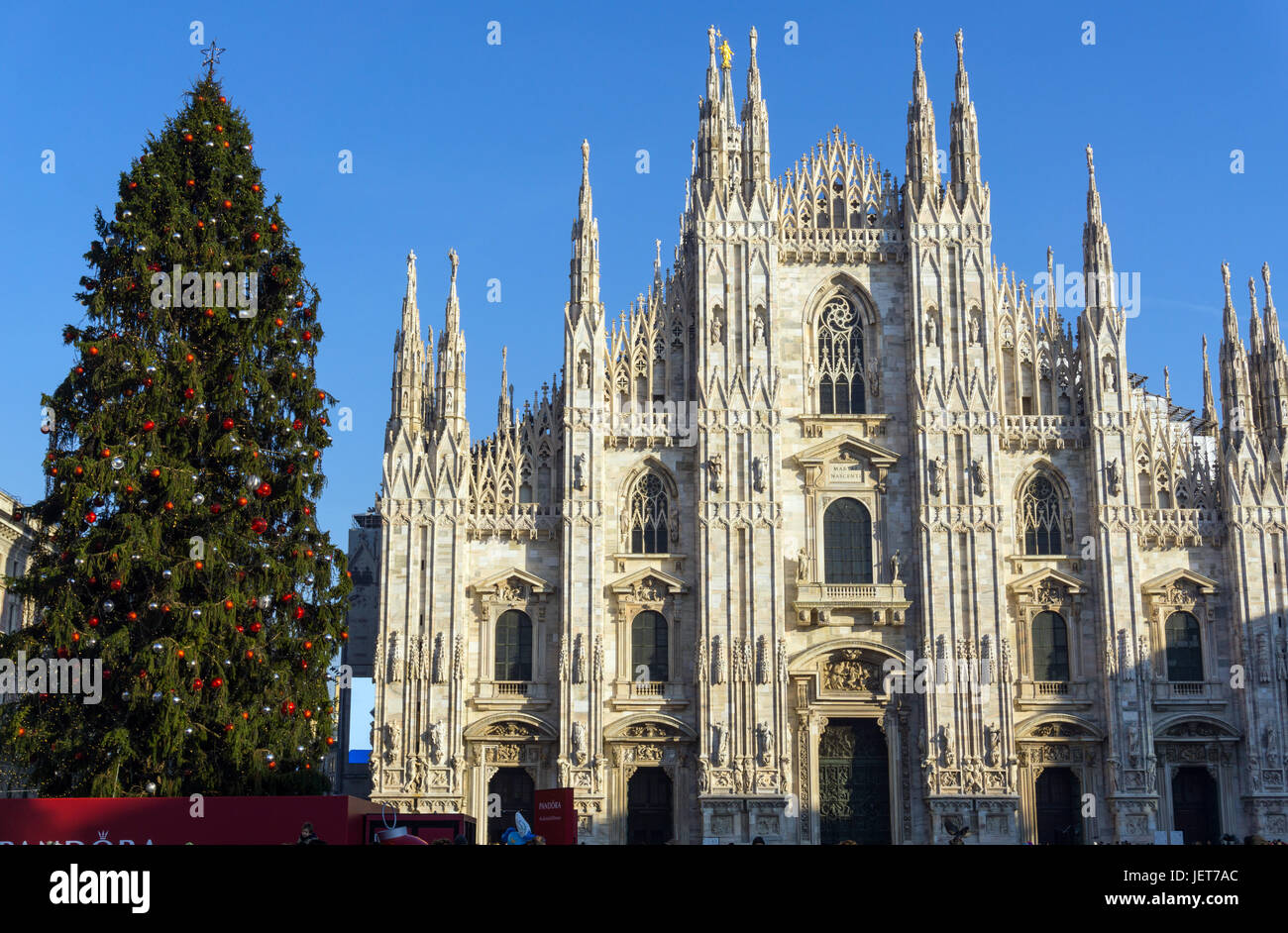 Italy, Lombardy, Milan, christmas tree in Duomo square Stock Photo