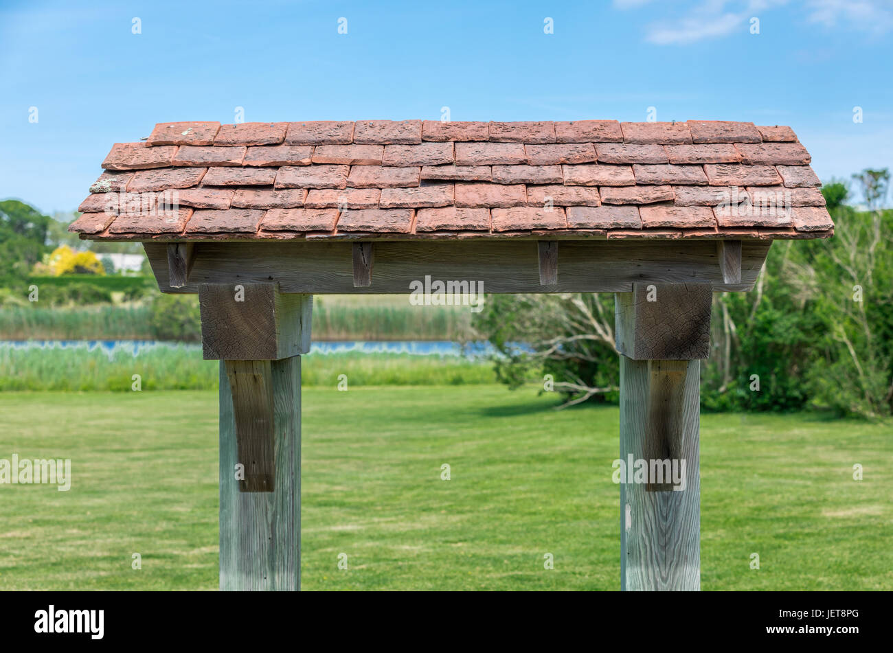 entrance to a small park in East Hampton, NY Stock Photo