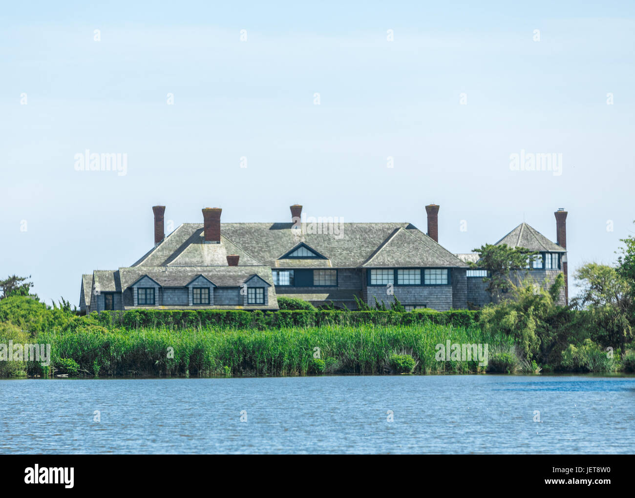 huge Southampton water front mansion in Southampton, NY Stock Photo