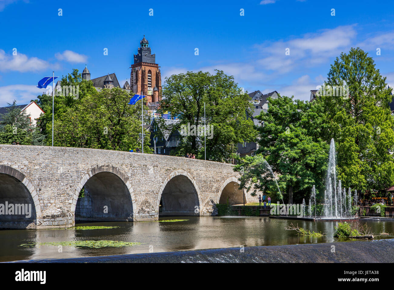 Old Lahn Bridge and Wetzlar Cathedral aka Wetzlarer Dom in picturesque