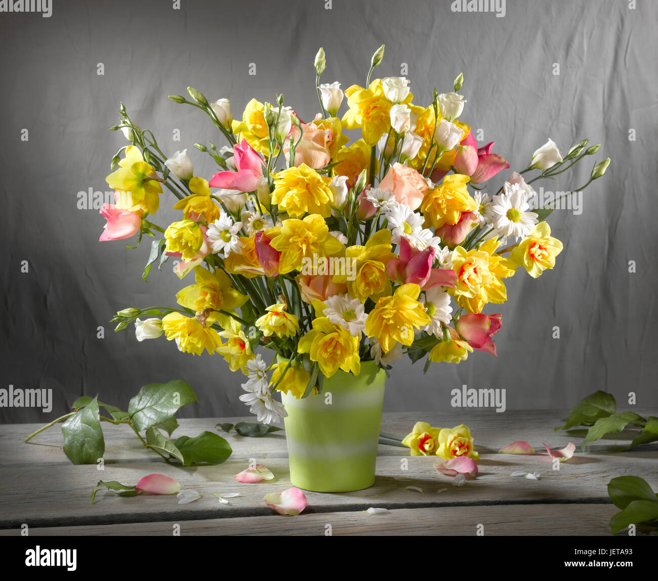 Bouquet of flowers with daffodils. Stock Photo