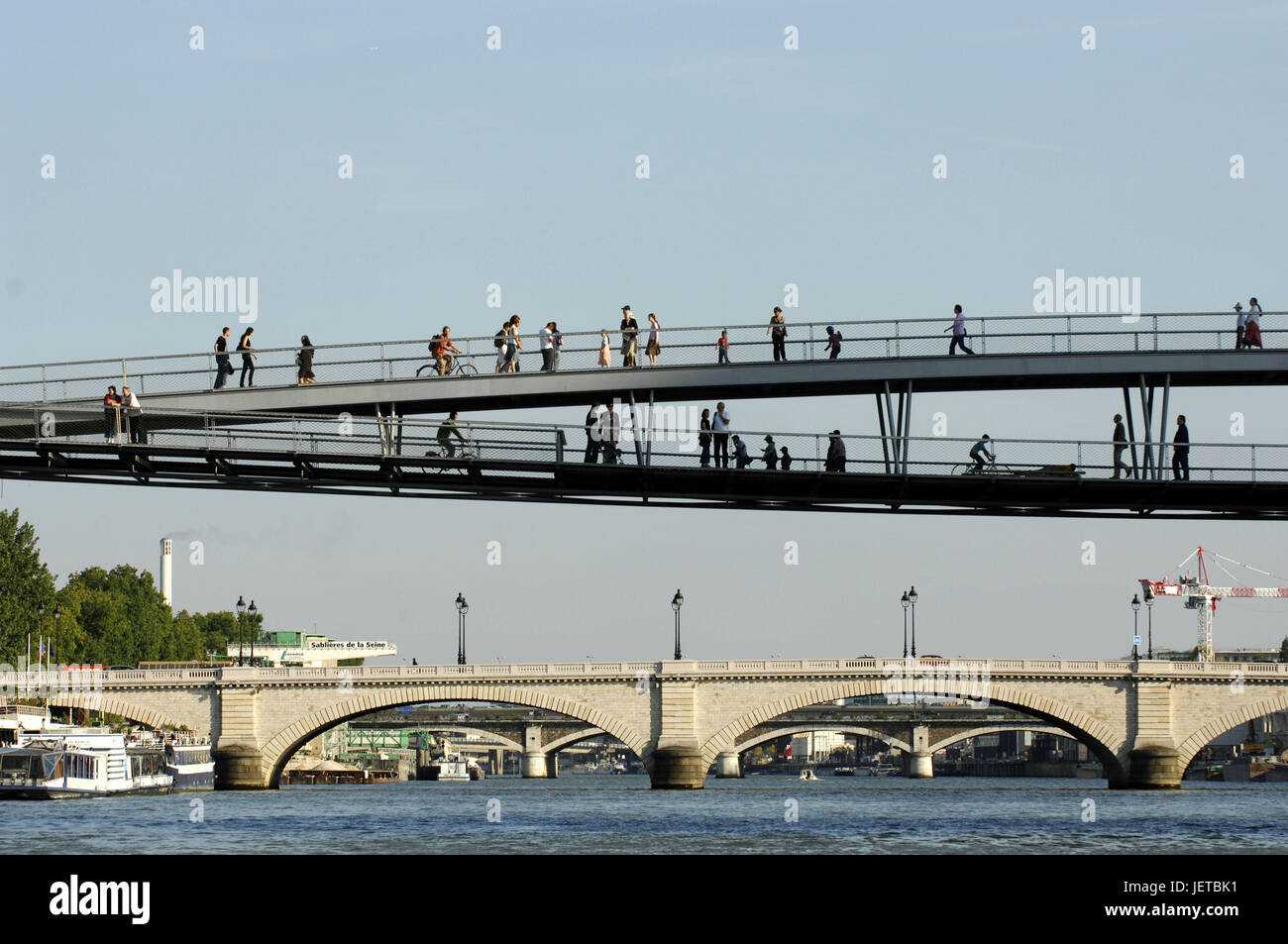 France, Paris, foot-bridge Simone-de-Beauvoir, bridges, detail, flux his, Stock Photo