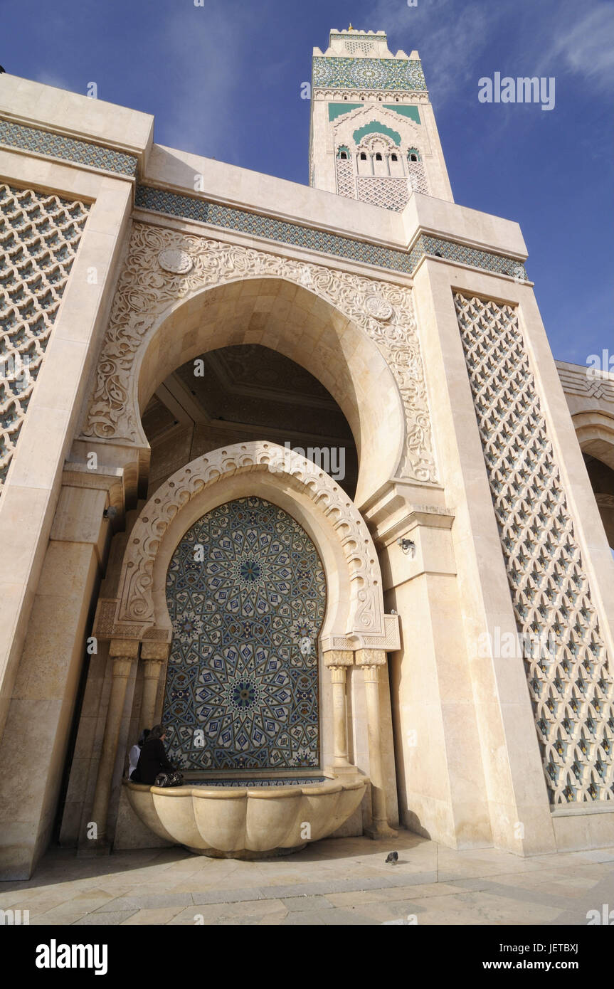 Mosque Fasade Mosque Hassan II, facade, well, mosaic, Casablanca, Morocco, Africa ...