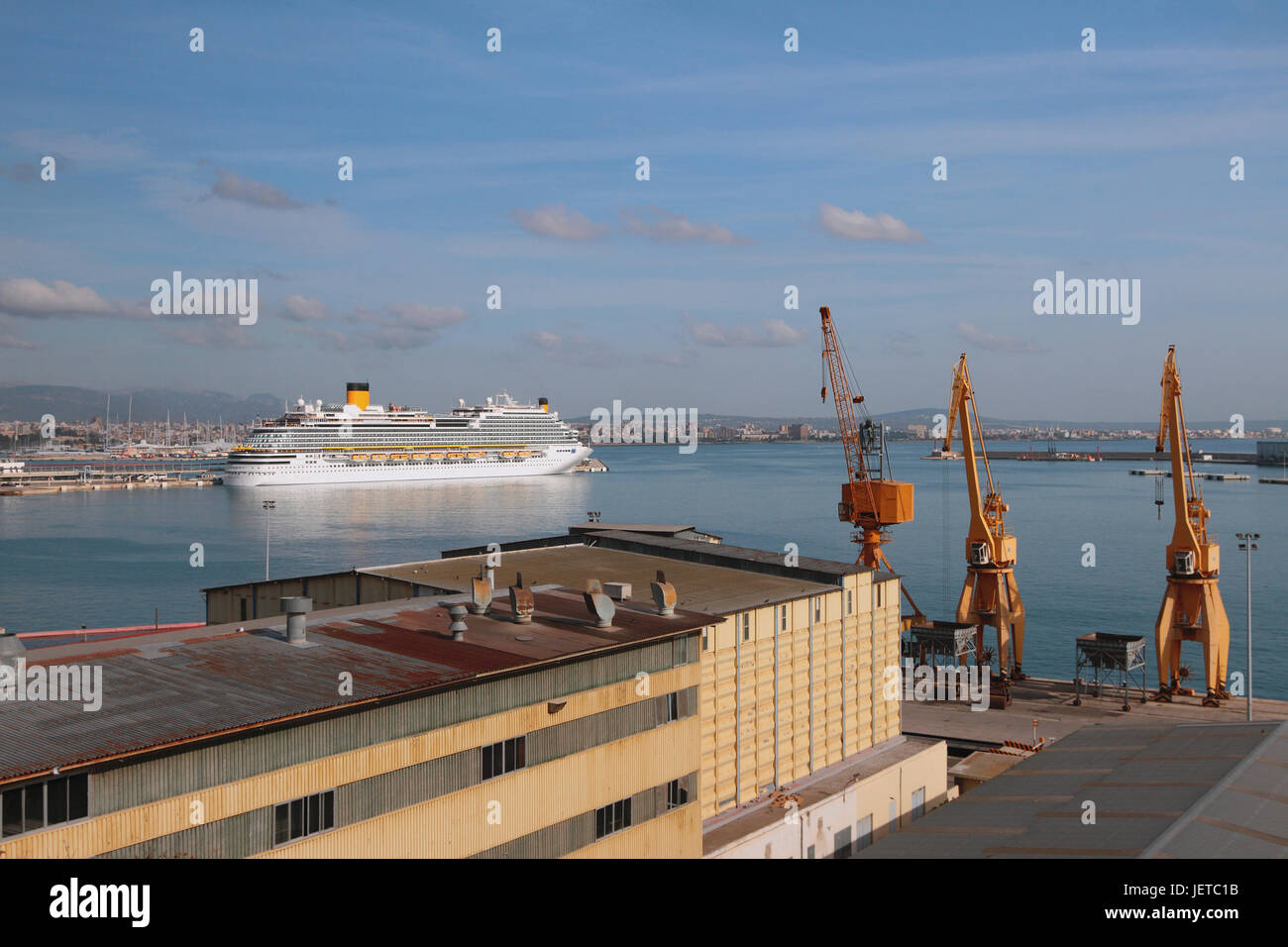 Seaport and cruise liner. Palma-de-Majorca, Spain Stock Photo