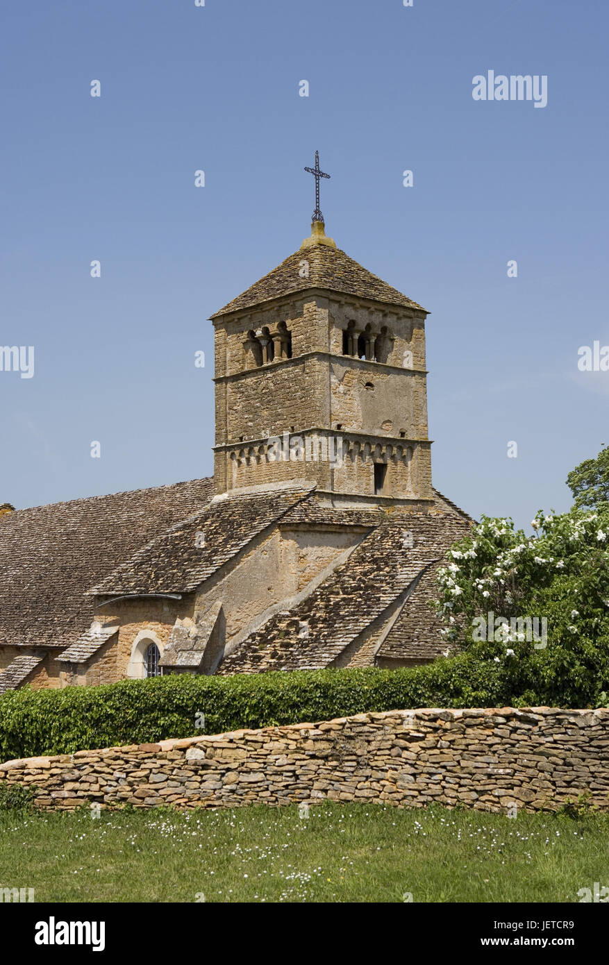 France, Burgundy, Department Saone-et-Loire, Ameugny, church, Stock Photo
