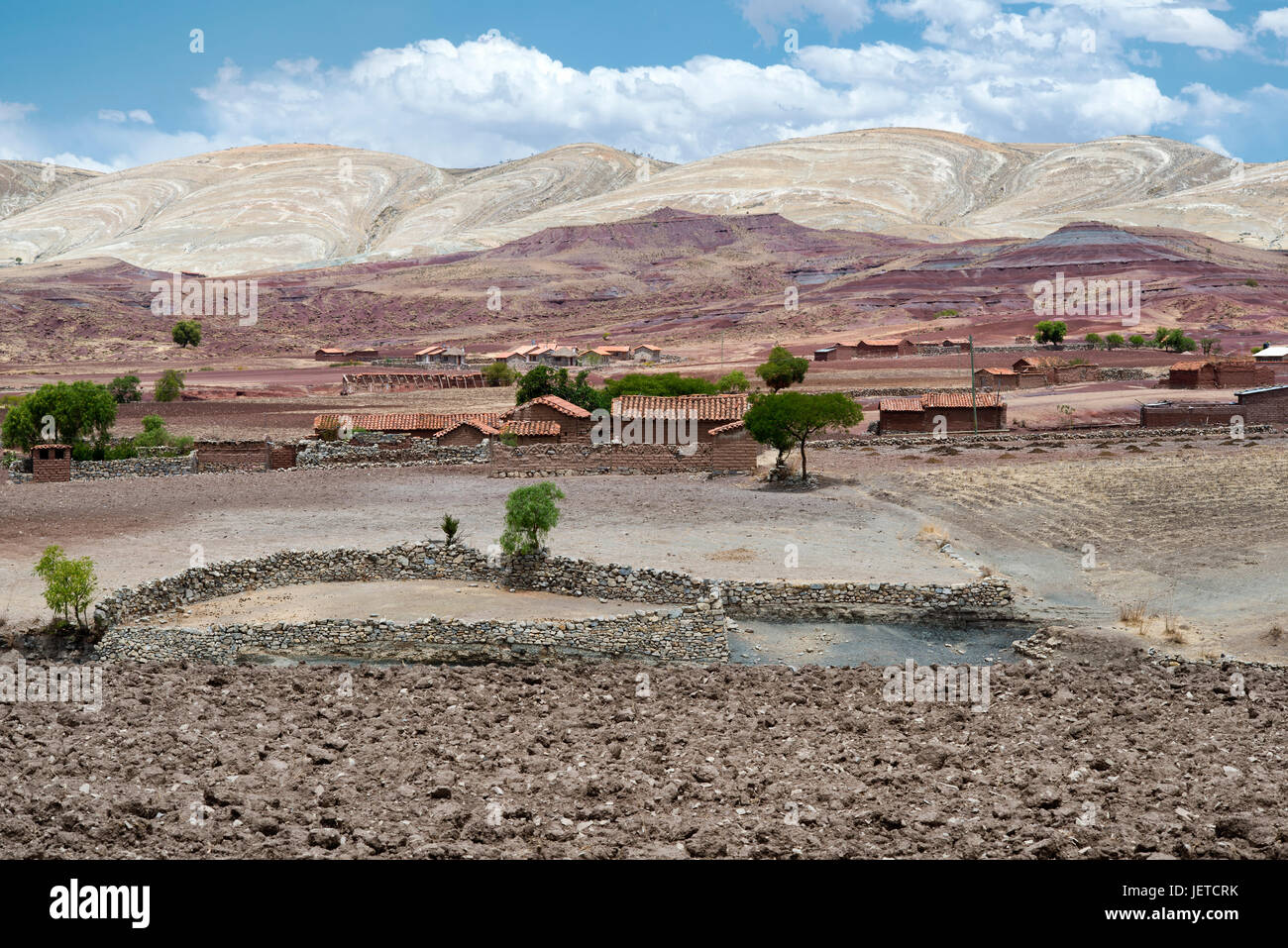Panoramic scenic landscape at Maragua Crater. View of a village inside