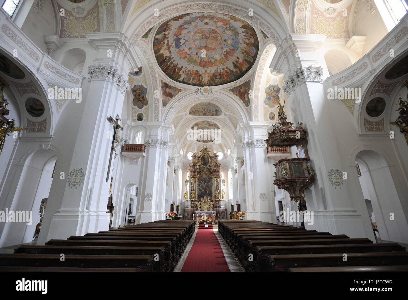 Germany, Bavaria, Donauwoerth, cloister Heilig cross, church, interior view, Stock Photo
